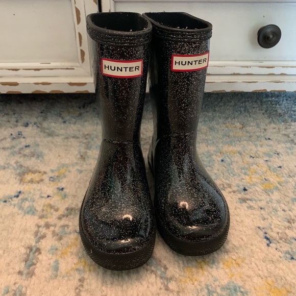 black sparkle hunter boots